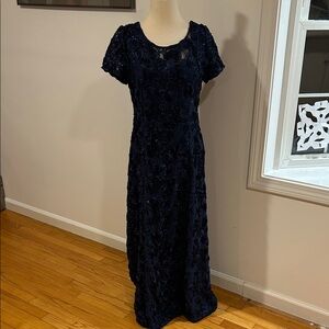 Elegant Navy Blue Floral Dress